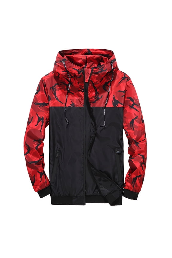 JLFKNG Men's Lightweight Bomber Jackets Outdoor Fashion Casual Fashion Camouflage Windproof Hardshell Jacket Loose Fit Warm Pullover Oversized Coat Comfy Mens Clothes