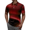 thumbnail image 1 of JLFKNG Men's Polo Shirts Oversized Short Sleeve Shirt For Men Summer Casual Striped Printed Fashion Business Slim Fit Shirt Tops Buttons Up Suitable For Vacation, 1 of 4