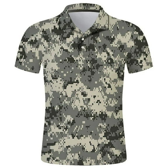 JLFKNG Men's Polo Shirts Short Sleeve Shirt For Men Simple Fashion Camouflage Polo T Shirt Lapel Slim Fit Shirt Buttons Up Comfy Summer Clothes