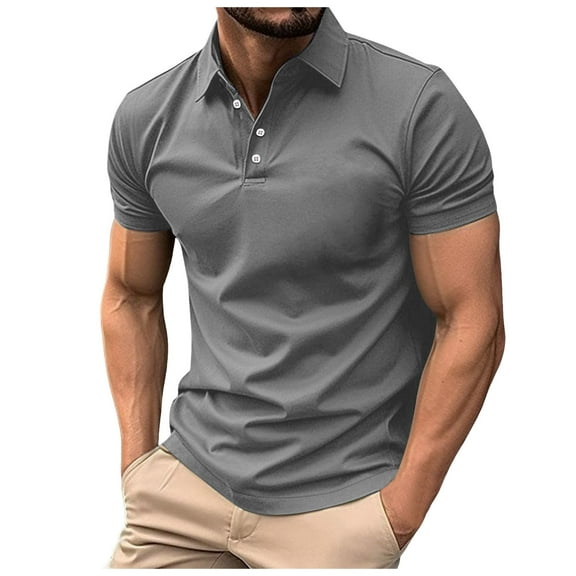 JLFKNG Men's Polo Shirts Short Sleeve Shirt For Men Summer Casual Solid Color Slim Fit Holiday Shirts Tops Lounge Clothing For Men