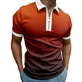 thumbnail image 1 of JLFKNG Men's Polo Shirts Summer Fashion Gradient Printed Shirts Oversized Casual Loose Fit Zipper Up Shirt Tops For Men Suitable For Vacation, 1 of 5