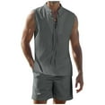 thumbnail image 1 of JLFKNG Men's Sets 2 Piece Beach Outfits Lace Up Hippie Tank Tops Summer Casual Sleeveless Shirts Matching Shorts Set Comfy Summer Clothes, 1 of 7