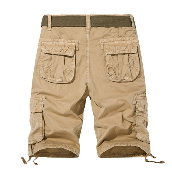 JLFKNG Men's Solid Color Cargo Shorts Multi Pockets Knee Length Fashion Men's Straight Leg Casual Shorts Suitable For Outdoor Activities