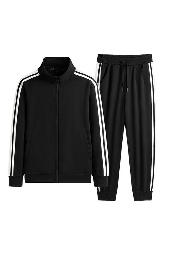 JLFKNG Men's Sportswear Two Piece Zippered Casual Solid Color Shirt And Pants Set Sports Jogging Suit Suitable For Vacation