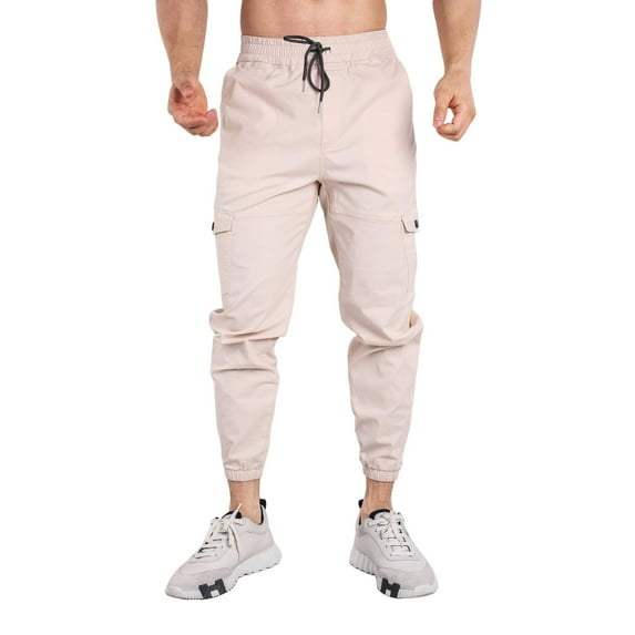 JLFKNG Mens Cargo Pant Oversized Cargo Pants With Pockets Wide Leg Solid Color Streetwear Loose Fit Pants With Elastic Waist Design Suitable For Dailywear
