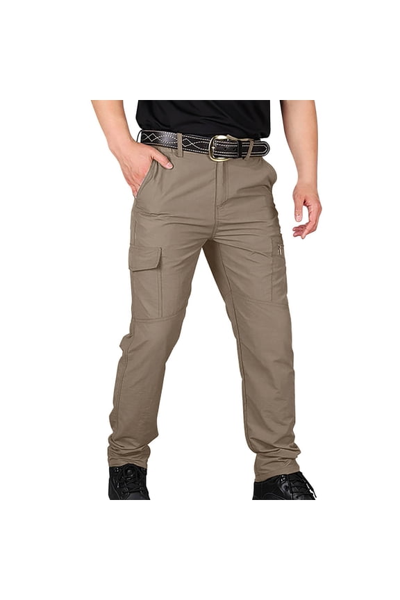 JLFKNG Mens Cargo Pants Slim Fit Straight Leg Simple Solid Color Trousers With Elastic Waist Comfy Mens Clothing