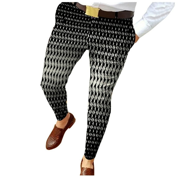 JLFKNG Mens Casual Trousers Suit Business Style Fashion Printed Pants With Pockets Button Up Comfy Mens Clothing