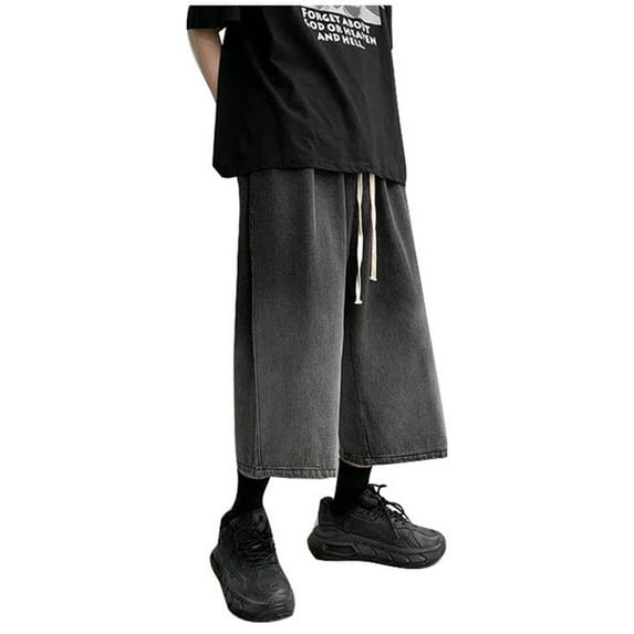 JLFKNG Mens Denim Shorts Wide Leg Fashionable Lightweight Stretch Sports Short Jeans Suitable For Daily Wear