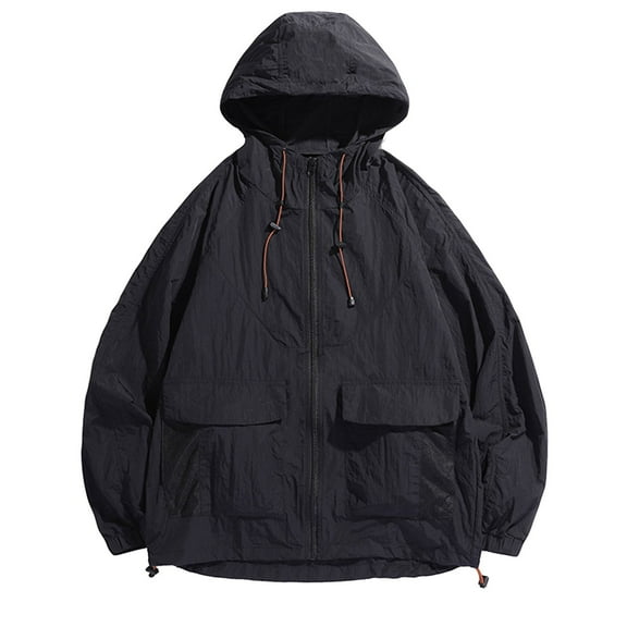JLFKNG Mens Lightweight Jackets Oversized Hooded Sunproof Jackets Soft Summer Loose Fit Breathable Outdoor Fishing Sunscreen Jacket Coat With Pockets Suitable For Dailywear
