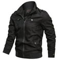 thumbnail image 1 of JLFKNG Mens Lightweight Jackets Retro Oversized Lapel Long Sleeve Cargo Jackets Fashion Solid Color Warm Loose Fit Jacket With Pocket Zipper Up Suitable For Dailywear, 1 of 5
