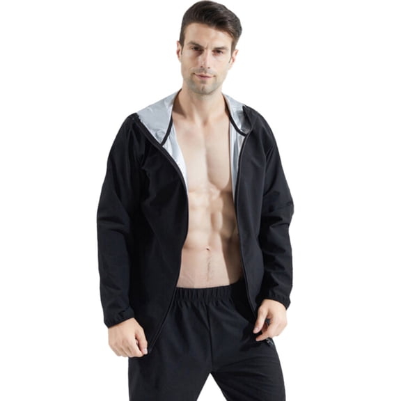 JLFKNG Mens Lightweight Jackets Sauna Shirt For Men Sweat Coat Compression Coat Zipper Solid Color Workout Sports Shapewear Gym Exercise Jacket Suitable For Dailywear