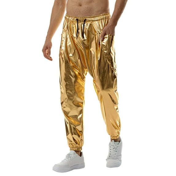JLFKNG Mens Performance Trousers Simple Solid Color Sparkly Tethered Pants Bright Straight Leg Mens Dailywear