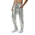 thumbnail image 1 of JLFKNG Mens Performance Trousers Simple Solid Color Sparkly Tethered Pants Bright Straight Leg Suitable For Beach, Dates, 1 of 6