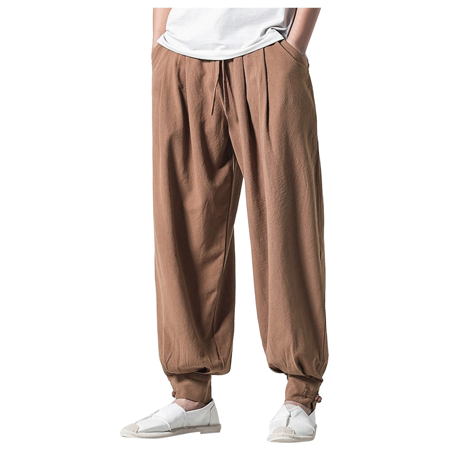 JLFKNG Mens Relaxed Fit Pants Loose Fit Breathable Drop Crotch