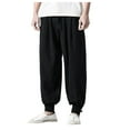 thumbnail image 1 of JLFKNG Mens Relaxed Fit Pants Loose Fit Breathable Drop Crotch Pants With Pockets Elastic Waist Design Suitable For Beach, Dates, 1 of 4