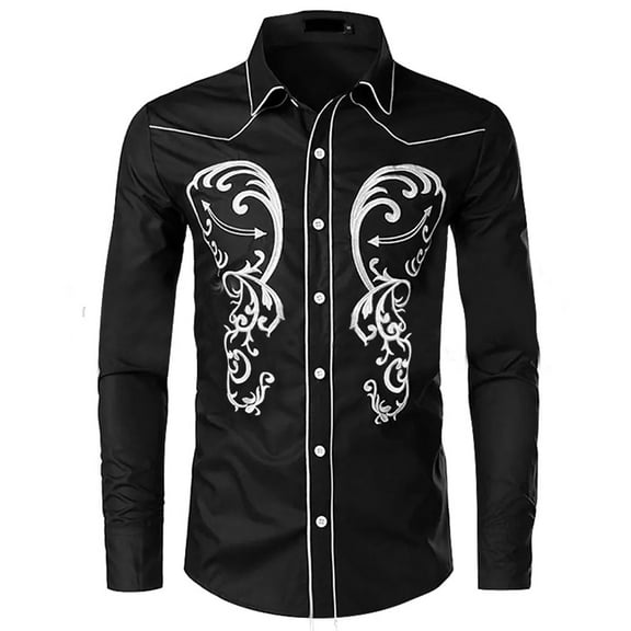 JLFKNG Mens Shirts Fashion Western Style Printed Shirt Tops For Men Breathable Slim Fit Long Sleeve Shirt Buttons Up Suitable For Outdoor Sports