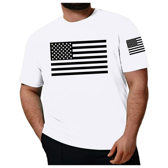 JLFKNG Shirts For Men Independence Day Style Usa Flag Printed Patriotic Shirts For Men Short Sleeve Crew Neck Breathable Loose Fit Oversized Comfy Mens Clothes