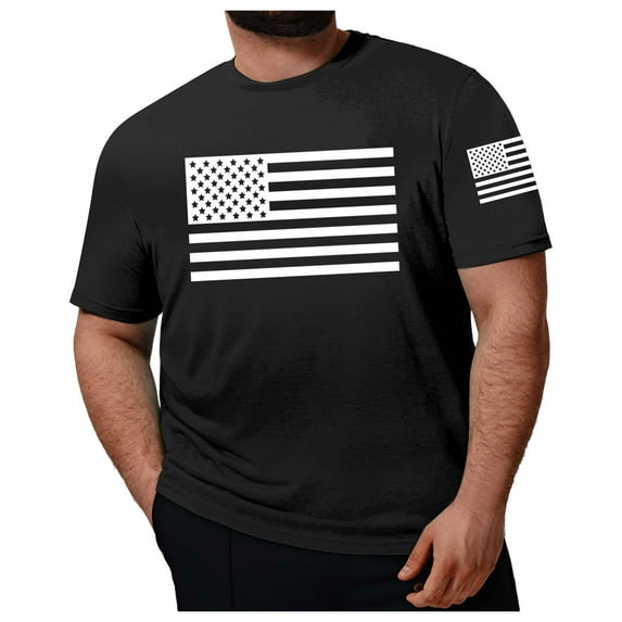 JLFKNG Mens Shirts Independence Day Style Usa Flag Printed Patriotic Shirts For Men Short Sleeve Crew Neck Breathable Loose Fit Oversized Suitable For Vacation