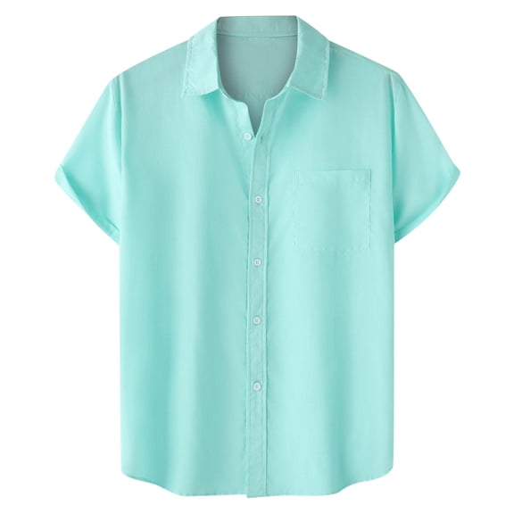 JLFKNG Mens Shirts Solid Color Shirts Casual Buttons Down Short Sleeve Summer Beach Shirt Tops Breathable Loose Fit Suitable For Outdoor Sports