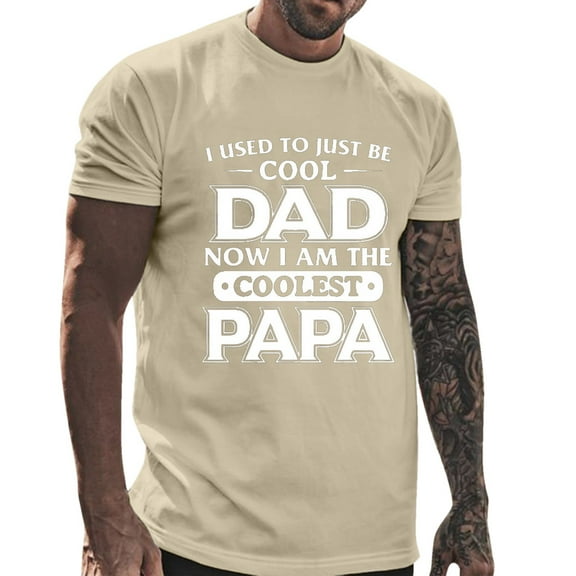 JLFKNG Mens Short Sleeve T-Shirt Casual Fathers Day Style Printed Tees Soft Comfortable T Shirt Round Neck Short Sleeve Breathable Slim Fit Comfy Mens Clothes