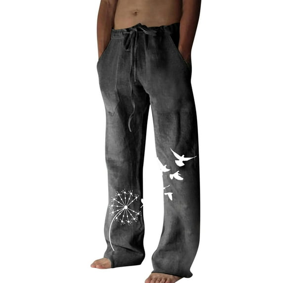 JLFKNG Mens Stretch Pants Fashion Slim Fit Sports Pants With Waist Elastic String Breathable Suitable For Beach, Dates