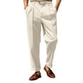 thumbnail image 1 of JLFKNG Mens Stretch Pants Solid Color Simple Business Straight Button Suit Trousers Comfy Mens Clothing, 1 of 8