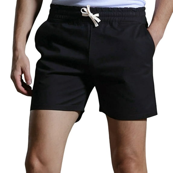 JLFKNG Mens Summer Shorts Simple Solid Color Soft Cotton Adjustable Waist Tie Cool Breathable Thigh Length Shorts With Pockets Suitable For Outdoor Activities