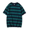 thumbnail image 1 of JLFKNG Mens Summer T-Shirts Fashion Striped Printed T Shirts Crew Neck Short Sleeve Breathable Slim Fit Base T Shirt Lounge Summer Tops, 1 of 2