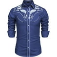 thumbnail image 1 of JLFKNG Mens T-Shirts Fashion Western Style Printed Shirt Tops For Men Breathable Slim Fit Long Sleeve Shirt Buttons Up Suitable For Vacation, 1 of 4
