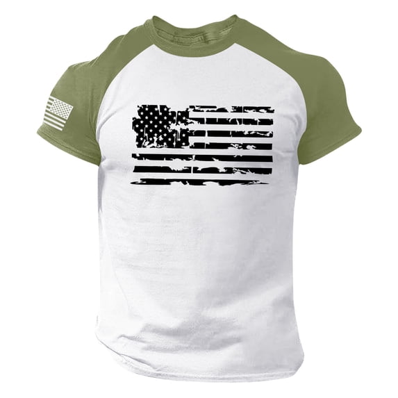 JLFKNG Mens T-Shirts Independence Day Style Usa Flag Printed Patriotic Shirts For Men Short Sleeve Crew Neck Breathable Loose Fit Suitable For Outdoor Sports