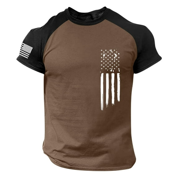 JLFKNG Mens T-Shirts Independence Day Style Usa Flag Printed Patriotic Shirts For Men Short Sleeve Crew Neck Breathable Loose Fit Suitable For Vacation
