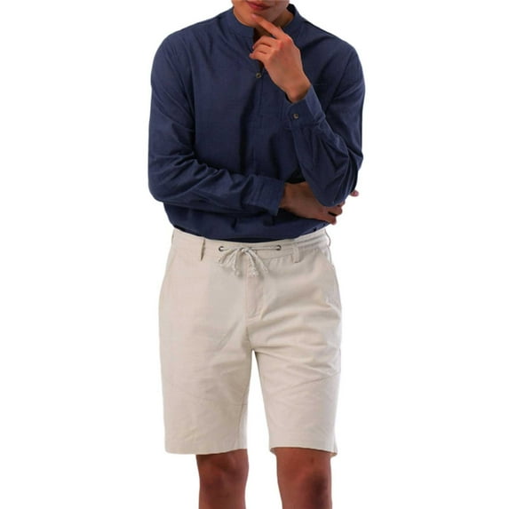 JLFKNG Mens T-Shirts Long Sleeve Henley Shirts For Men Casual Lightweight Buttons Up Cotton Basic Cotton Linen Shirts Suitable For Vacation