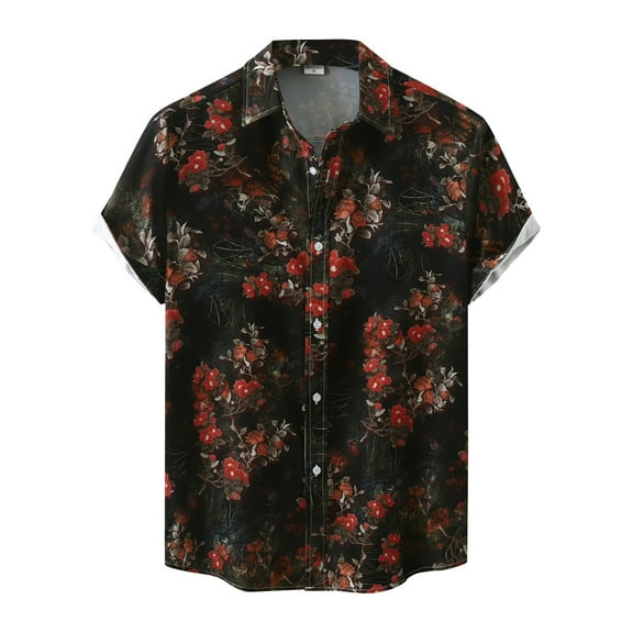 JLFKNG Mens T-Shirts Short Sleeve Dress Shirts For Men Regular Fit Polka Dot Printed Shirt With Pocket Casual Buttons Up Lounge Summer Tops