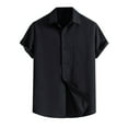 thumbnail image 1 of JLFKNG Mens T-Shirts Short Sleeve Shirt Tops With Pockets Simple Solid Color Breathable Loose Fit Buttons Up Shirts For Men Suitable For Vacation, 1 of 8
