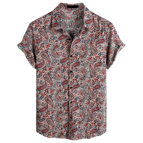 JLFKNG Mens T-Shirts Short Sleeve Shirts For Men Buttons Down Tropical Hawaiian Style Breathable Loose Fit Shirts Comfy Mens Clothes