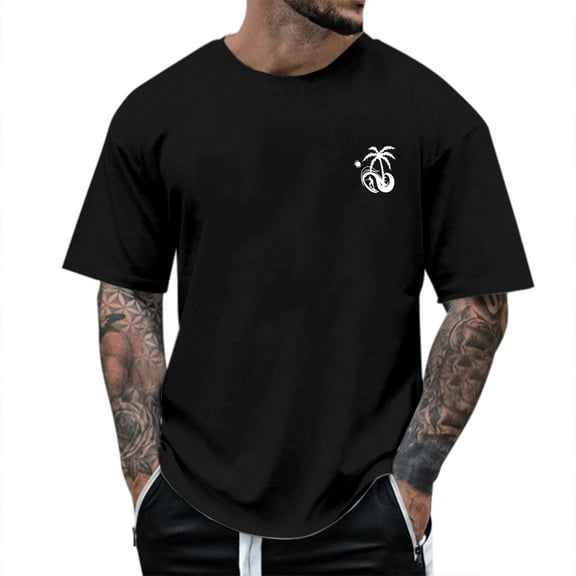 JLFKNG Mens T-Shirts Simple Coconut Tree Printed T Shirts Short Sleeve Crew Neck Hawaiian Style Cool Loose Fit Shirt Tops Comfy Casual Clothing