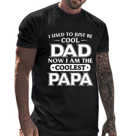 JLFKNG Mens Tee Shirts Casual Fathers Day Style Printed Tees Soft Comfortable T Shirt Round Neck Short Sleeve Breathable Slim Fit Suitable For Vacation