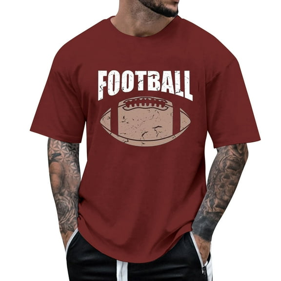 JLFKNG Mens Tee Shirts Casual Football Printed Crew Neck Short Sleeve T Shirt Breathable Loose Fit Comfy Summer Clothes