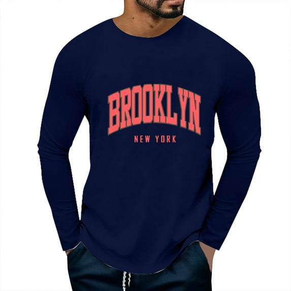 JLFKNG Mens Tee Shirts Graphic Tees Tops Letter Print Vintage Long Sleeve Loose Casual T Shirts Suit For Sports, Dailywear, Shopping And Other Occasions