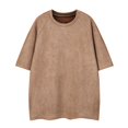 thumbnail image 1 of JLFKNG Mens Tee Shirts Oversized Suede T Shirts Simple Solid Color Breathable Loose Fit Short Sleeve Tee Shirt Comfy Summer Clothes, 1 of 2