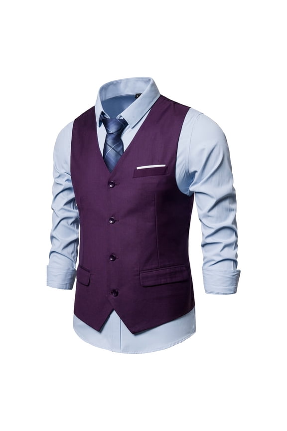 JLFKNG New Suit Vest Men's Solid Color Casual Business Single Comfy Summer Clothes