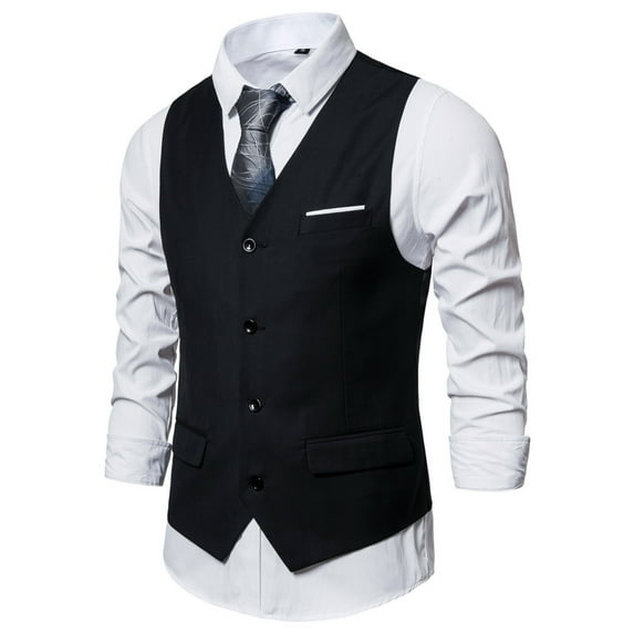 JLFKNG New Suit Vest Men's Solid Color Casual Business Single Suitable For Vacation