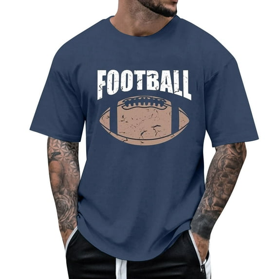 JLFKNG Summer Mens Cool T Shirt Casual Football Printed Crew Neck Short Sleeve T Shirt Breathable Loose Fit Suitable For Outdoor Sports