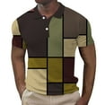 thumbnail image 1 of JLFKNG Summer Mens Polo Shirts Short Sleeve Polo Shirts For Men Classic Plaid Printed Casual Slim Fit Shirt Tops Buttons Up Comfy Mens Clothes, 1 of 5