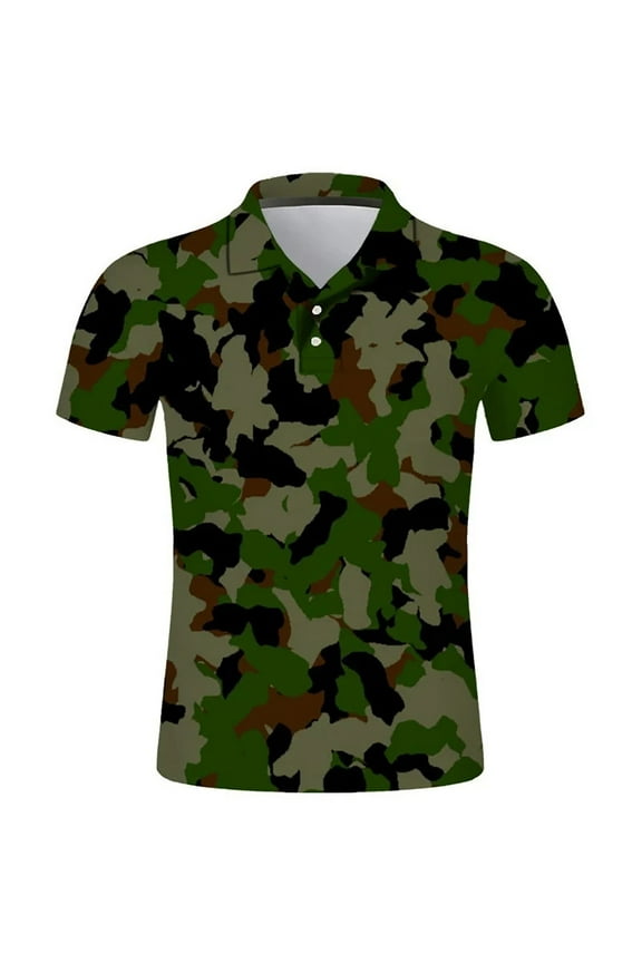 JLFKNG Summer Mens Polo Shirts Short Sleeve Shirt For Men Simple Fashion Camouflage Polo T Shirt Lapel Slim Fit Shirt Buttons Up Comfy Mens Clothes