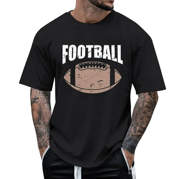 JLFKNG Summer Mens T-Shirt Tops Casual Football Printed Crew Neck Short Sleeve T Shirt Breathable Loose Fit Suitable For Outdoor Sports