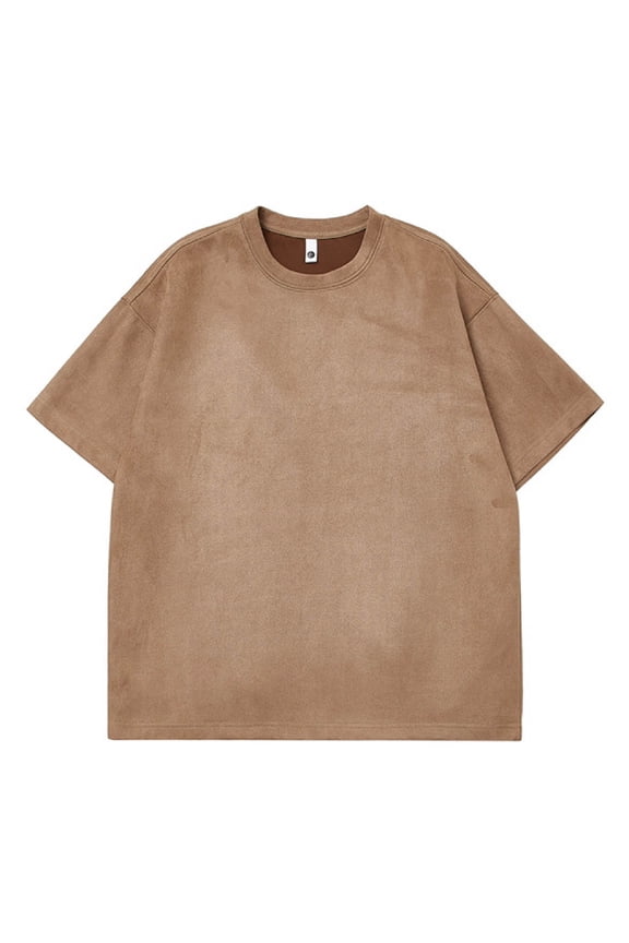 JLFKNG Summer Mens T Shirt Tops Oversized Suede T Shirts Simple Solid Color Breathable Loose Fit Short Sleeve Tee Shirt Lounge Summer Tops