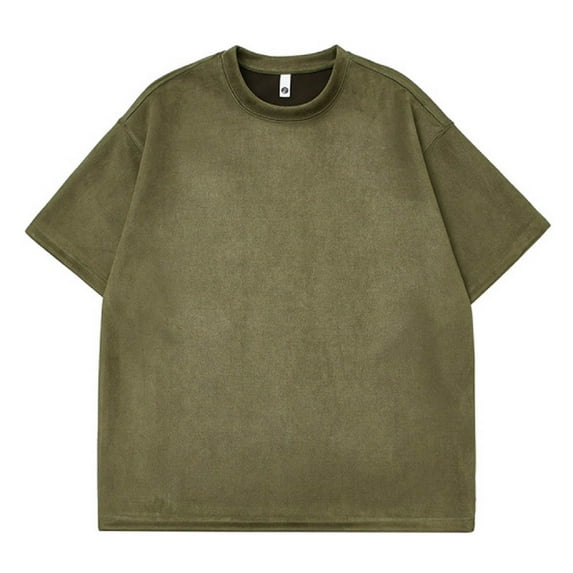 JLFKNG Summer Mens T Shirt Tops Oversized Suede T Shirts Simple Solid Color Breathable Loose Fit Short Sleeve Tee Shirt Suitable For Outdoor Sports