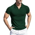 thumbnail image 1 of JLFKNG Summer Mens T-Shirt Tops Short Sleeve Shirt For Men Summer Lapel Casual Solid Color Ribbed Slim Fit Shirts Tops Comfy Mens Clothes, 1 of 4