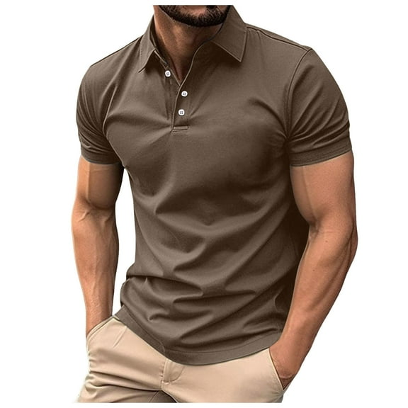 JLFKNG Summer Polo Shirts For Men Short Sleeve Shirt For Men Summer Casual Solid Color Slim Fit Holiday Shirts Tops Comfy Mens Clothes